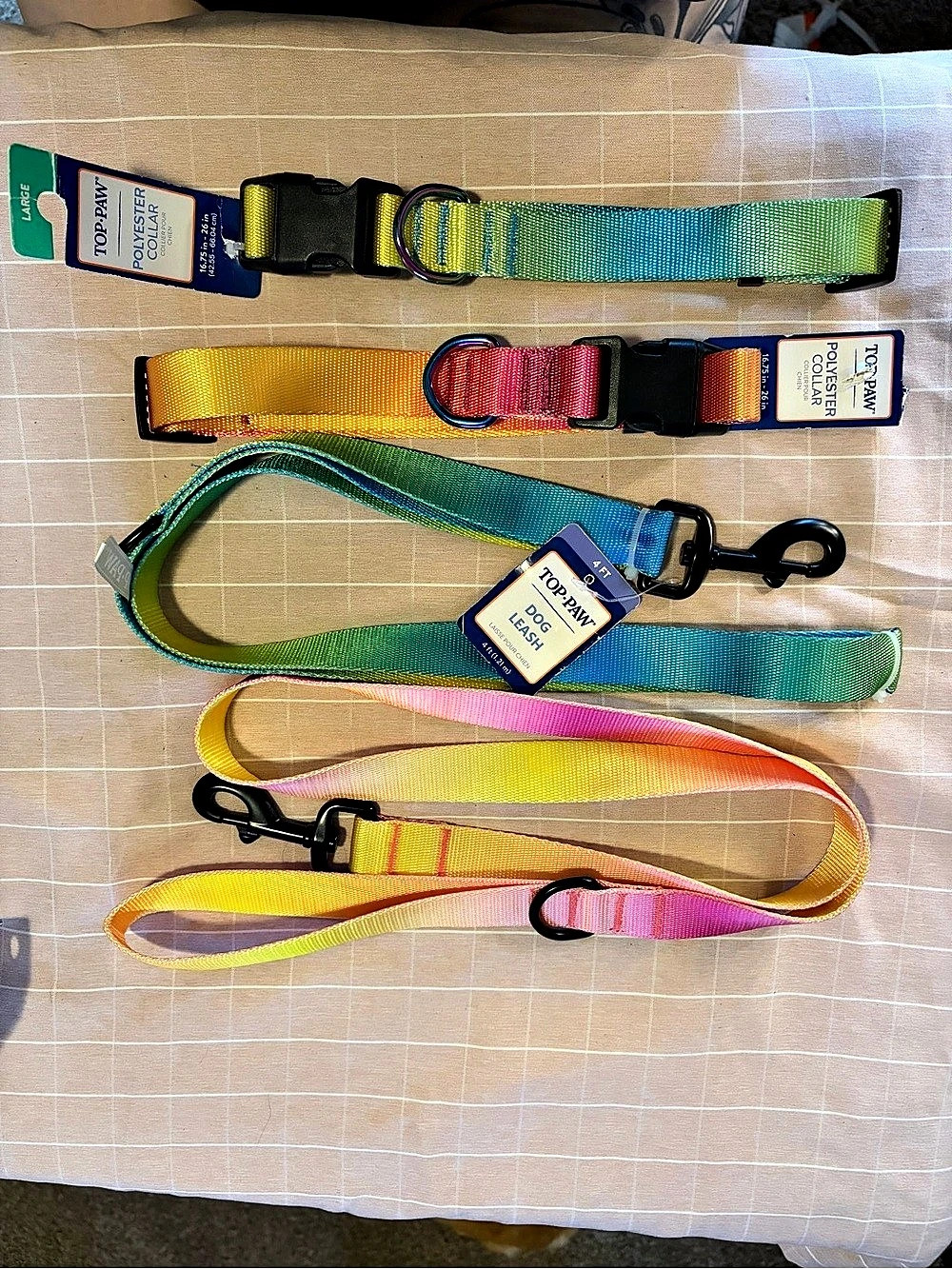 Top Paw Ombre Polyester Dog Collar and Leash Set/ large